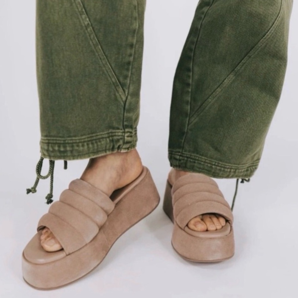 Free People Almost Paradise Platform Sandals in Tan/Beige - Size 38 / US 8-8.5